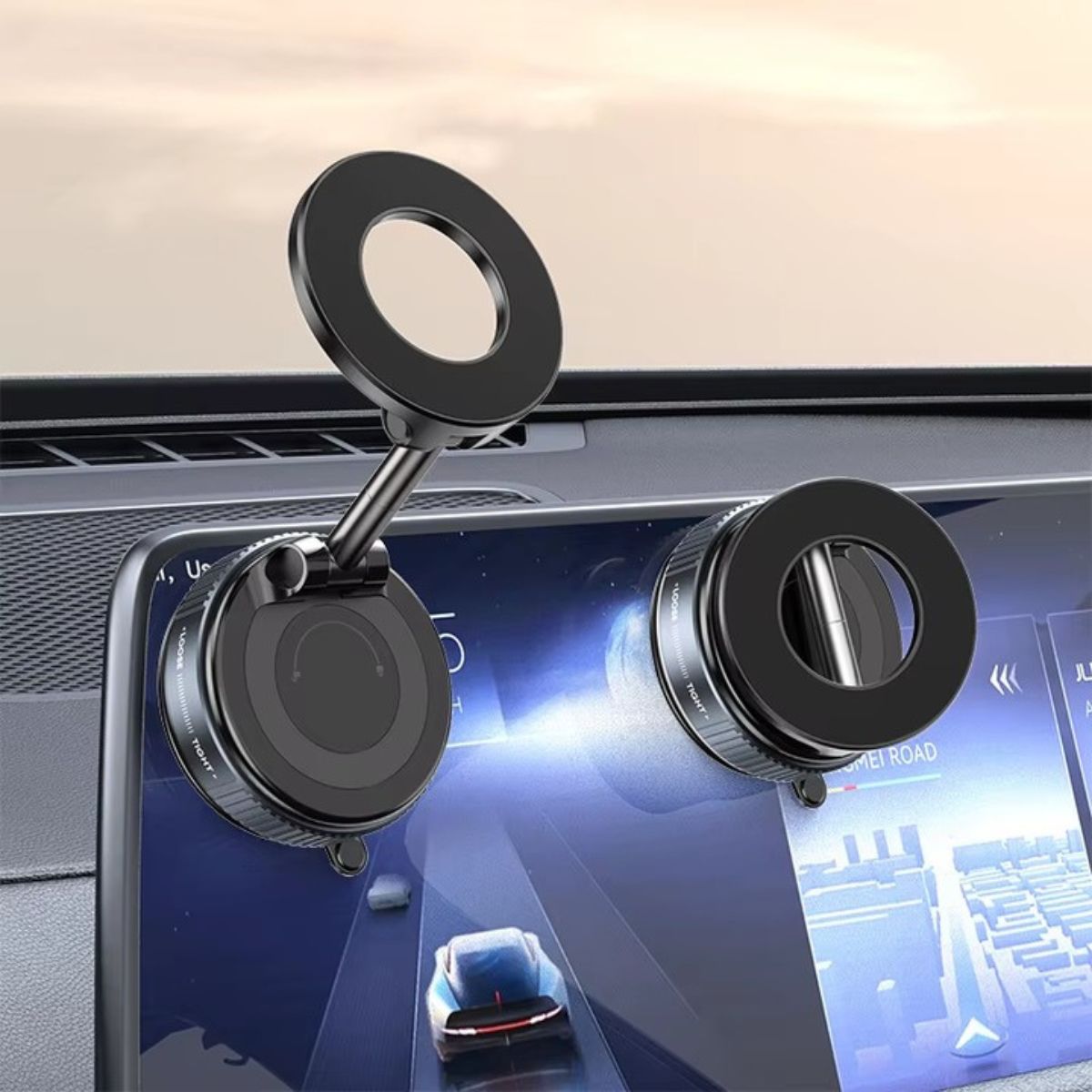 2025 Magnetic Car Phone Mount with Strong Vacuum Suction 6 Dual magnetic car phone holder for dashboard, rotatable and adjustable, ideal for secure smartphone navigation.