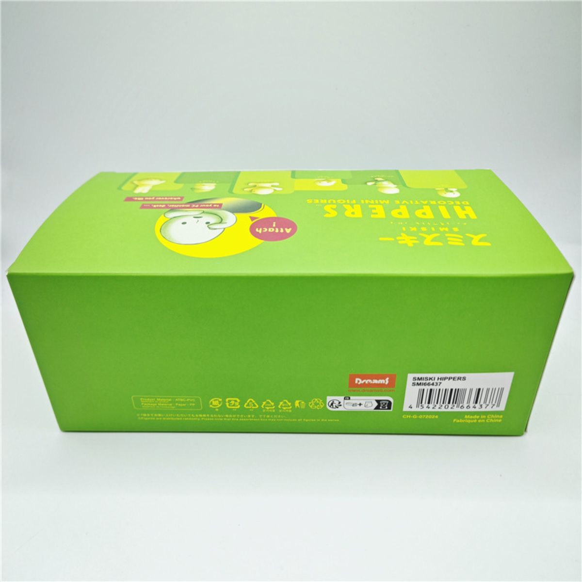 Combo 6 Smiski Hippers Figures + 1 Blind Box Mini Luminous Sonny Angel Green Doll – Glow-in-the-Dark Phone Accessories & Gift 11 Green box for Smiski Hippers mini figures, collectible decoration toys with unique designs and playful packaging.