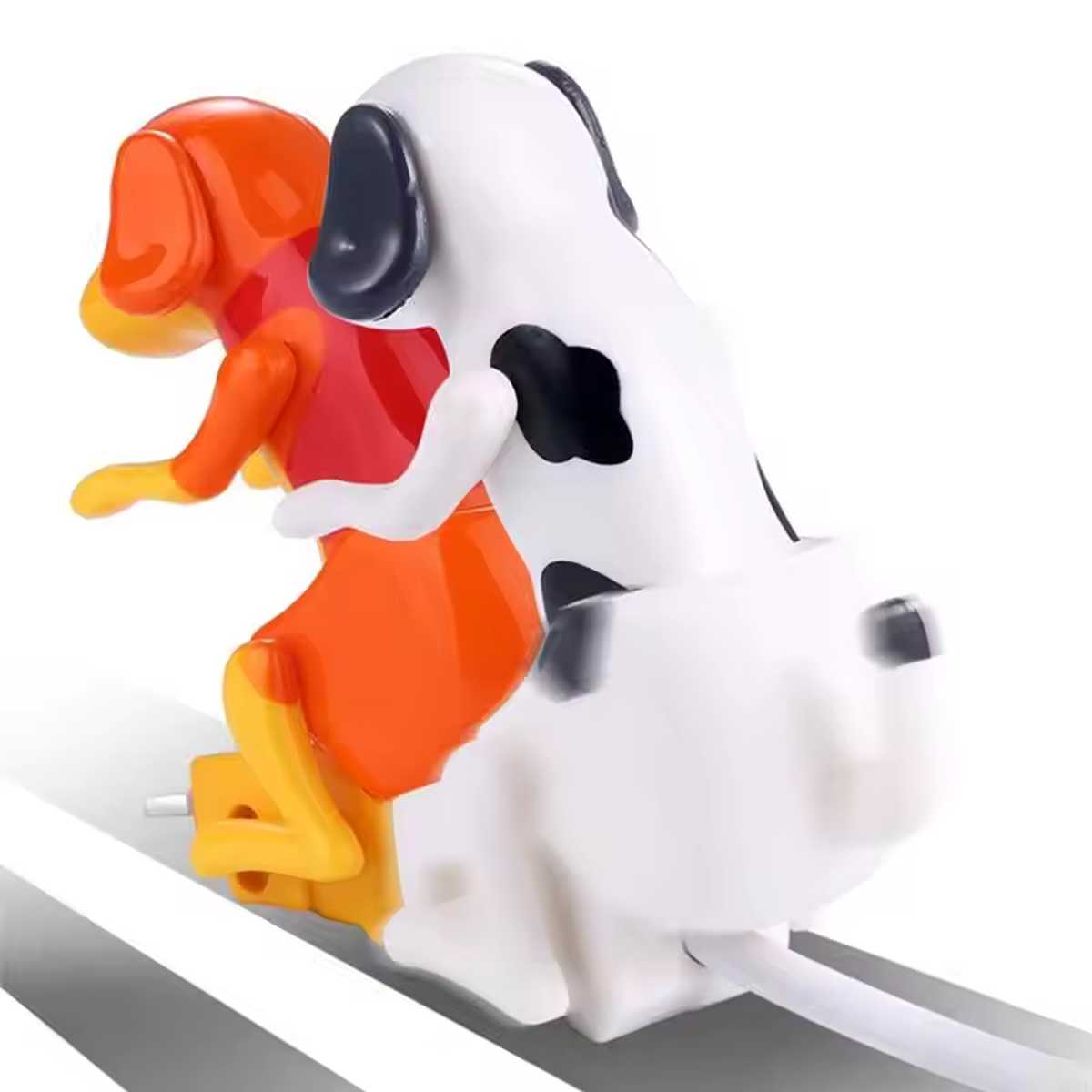 Funny Humping Dog Motion USB Charger – Lightning & Type-C Cable 13 Fun dog-shaped cable holder clips for organizing desk wires efficiently.