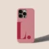 Pink iPhone case with bold red L design, sleek protection and style for modern smartphones.