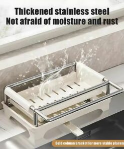 Thickened stainless steel rack, moisture-resistant, anti-rust, ideal for kitchen organization and stability.