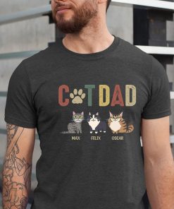 Personalized Cat Dad Shirt, Vintage Style, Father's Day Gift