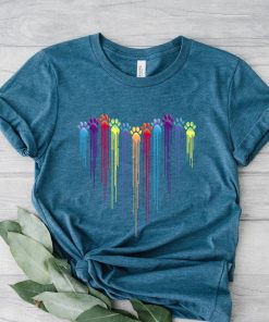 Colorful Dog Paw Heart Shirt, Funny Dog Shirt, Dog Mom Shirt