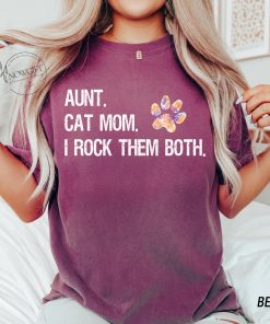Cat Mom Shirt, Cat Mom and Auntie Shirt, Cat Lover Aunt Shirt, Comfort Colors Shirt, Funny Aunt Shirt Aunt Gift TShirt for Cat Lady