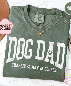Comfort Colors Custom Dog Dad Shirt With Dogs Names, Dog Daddy Sweater