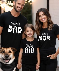Custom Dog Name Matching Family Shirts, Personalized Pet Tee, Matching Outfit.