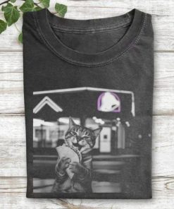 Funny Cat Eating Taco T-Shirt, Vintage 90s Edgy Cat Meme Shirt, Funny Food Gift For Cat Lovers