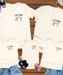 Custom Family Matching Cat Shirts, Personalized Mom Dad Nana Papa Tee, Cat Lover Gift