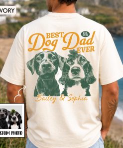 Personalized Photo Best Dog Dad Ever Shirt, Custom Name Pet Lover Clothing
