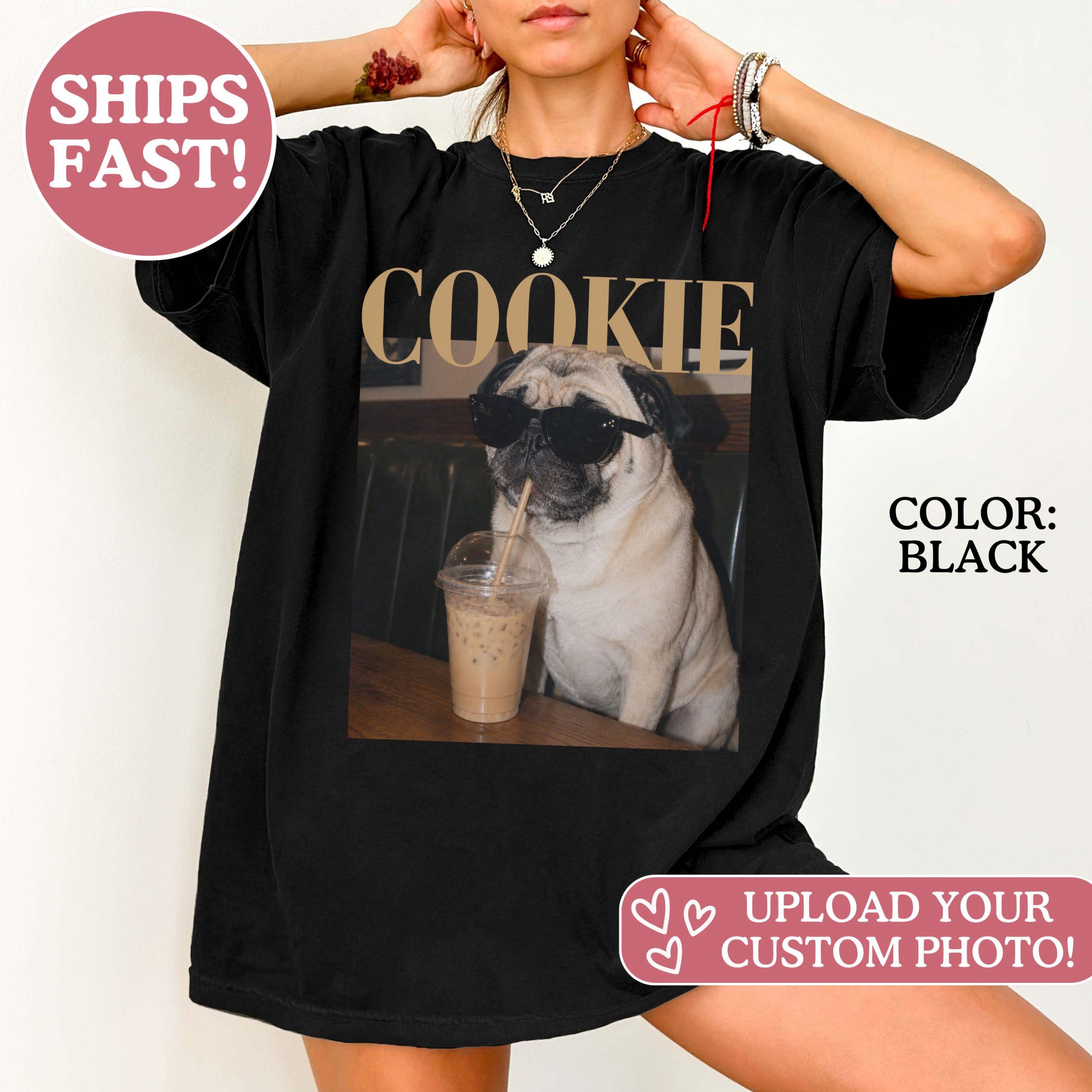 Funny Custom Dog Shirt, Vintage Personalized Pet Shirt, Iced Coffee Lover Gift