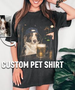 Funny Custom Dog Drinking Beer Shirt, Silly Sarcastic Personalized Photo Novelty Meme Graphic Tee, Funny Dog Gift Men Women