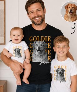 Custom Dog Portrait T-Shirt, Pet Dad and Mom Matching Tee, Family Photo Gift, Matching Outfit.